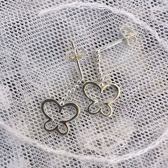 Vintage Sterling Butterfly Drop Earrings - Picture 8 of 8